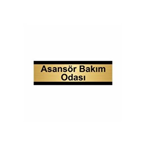 Asansör Bakım Odası 7x20cm Altın Renk Metal Yönlendirme Levhası