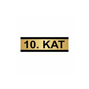 10. Kat 10x20cm Altın Renk Metal Yönlendirme Levhası