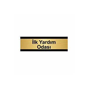 İlk Yardım Odası 5x20cm Altın Renk Metal Yönlendirme Levhası