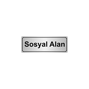 Sosyal Alan Yönlendi̇rme Levhasi 7cmx20cmgümüş Renk Metal
