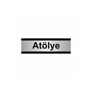 Atölye 7x20cm Gümüş Renk Metal Yönlendirme Levhası