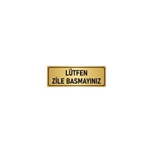 Metal Yönlendirme Levhası, Departman Kapı İsimliği  Lütfen Zile Basmayınız 5x20 Cm Altın Renk