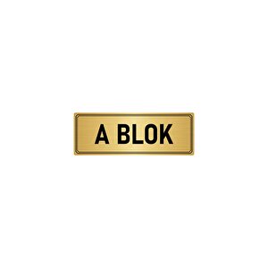 Metal Yönlendirme Levhası, Departman Kapı İsimliği A Blok 10x20 Cm Altın Renk