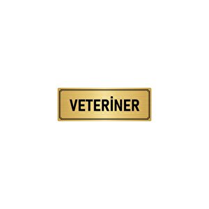 Metal Yönlendirme Levhası, Departman Kapı İsimliği Veteriner 10x20 Cm Altın Renk