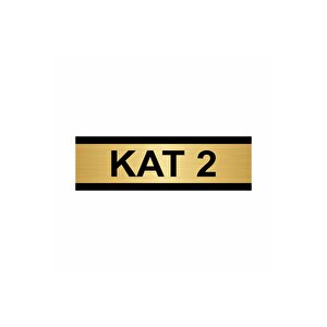 Kat 2 5x20cm Altın Renk Metal Yönlendirme Levhası