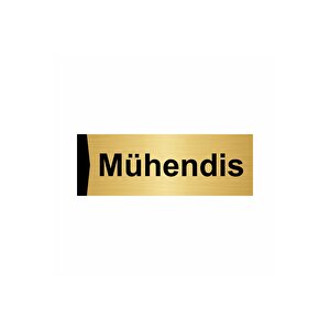 Mühendis 7x20cm Altın Renk Metal Yönlendirme Levhası