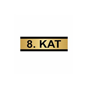 8. Kat 10x20cm Altın Renk Metal Yönlendirme Levhası