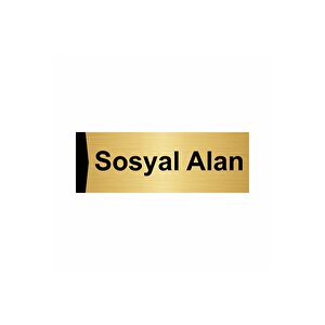 Sosyal Alan 5x20cm Altın Renk Metal Yönlendirme Levhası
