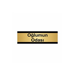 Oğlumun Odası 10x20cm Altın Renk Metal Yönlendirme Levhası
