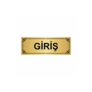 Gi̇ri̇ş 7x20cm Altın Renk Metal Yönlendirme Levhası