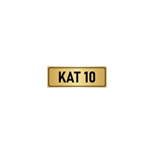 Metal Yönlendirme Levhası, Departman Kapı İsimliği Kat 10 7x20 Cm Altın Renk