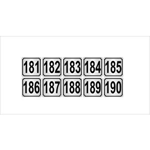 Metal Kapı,masa,dolap Numarası 3,5cmx3,5cm 10 Adet (181…190) Gümüş Renk Metal
