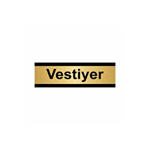 Vestiyer 10x20cm Altın Renk Metal Yönlendirme Levhası