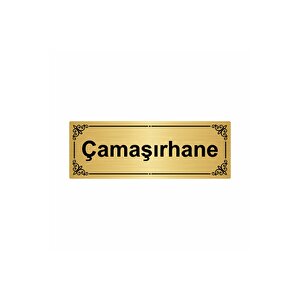Çamaşırhane 7x20cm Altın Renk Metal Yönlendirme Levhası