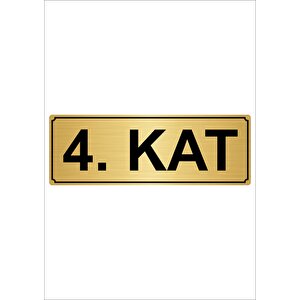 4.kat 7cmx20cm Metal Yönlendirme Levhası Altın Renk