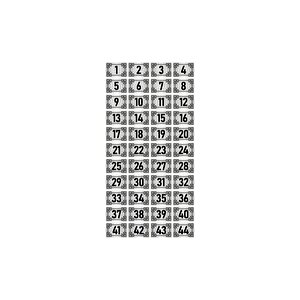 Metal Kapı Masa Dolap Numara Levhası 10x15cm Gümüş Renk 44 Adet (1…44)
