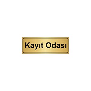 Kayit Odasi Yönlendi̇rme Levhasi 7cmx20cm Altin Renk Metal