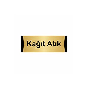 Kağıt Atık 7x20cm Altın Renk Metal Yönlendirme Levhası