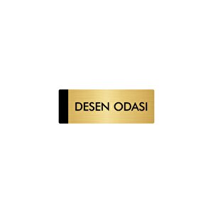 Metal Yönlendirme Levhası, Departman Kapı Isimliği Desen Odası 7x20 Cm Altın Renk