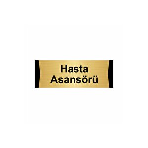 Hasta Asansörü 7x20cm Altın Renk Metal Yönlendirme Levhası