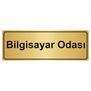 Bi̇lgi̇sayar Odasi Yönlendi̇rme Levhasi 10cmx20cm Altin Renk Metal
