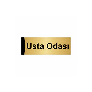 Usta Odası 7x20cm Altın Renk Metal Yönlendirme Levhası