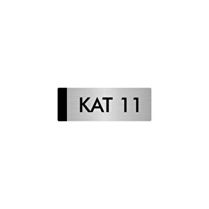Metal Yönlendirme Levhası, Departman Kapı Isimliği Kat 11 10x20 Cm Gümüş Renk