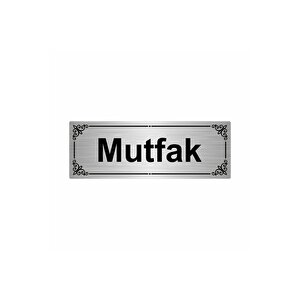 Mutfak 7x20cm Gümüş Renk Metal Yönlendirme Levhası
