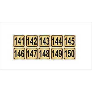 Metal Kapı,masa,dolap Numarası 20cmx20cm 10 Adet (141…150) Altın Renk Metal