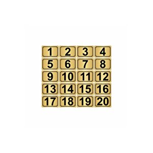 3,5x5cm Metal Yapışkanlı Numara (1..20) 20 Adet Altın Renk Metal