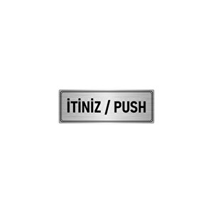 Metal Yönlendirme Levhası, Departman Kapı İsimliği İtiniz/push 7x20 Cm Gümüş Renk
