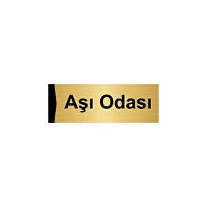 Aşı Odası 10x20cm Altın Renk Metal Yönlendirme Levhası