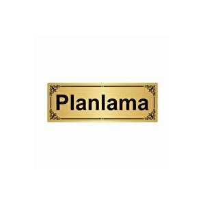 Planlama 7x20cm Altın Renk Metal Yönlendirme Levhası