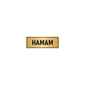Metal Yönlendirme Levhası, Departman Kapı İsimliği Hamam 10x20 Cm Altın Renk