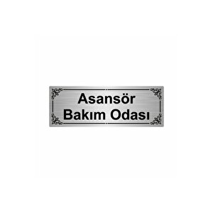 Asansör Bakım Odası 7x20cm Gümüş Renk Metal Yönlendirme Levhası