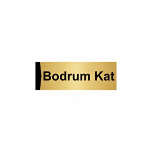 Bodrum Kat 5x20cm Altın Renk Metal Yönlendirme Levhası