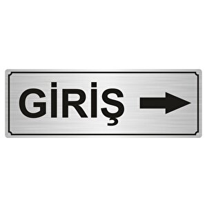 Gi̇ri̇ş Yönlendi̇rme Levhasi 7cmx20cm Gümüş Renk Metal