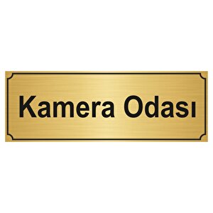 Kamera Odasi Yönlendi̇rme Levhasi 10cmx20cm Altin Renk Metal