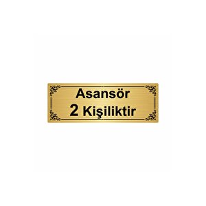 Asansör 2 Kişiliktir 7x20cm Altın Renk Metal Yönlendirme Levhası