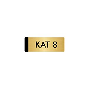 Metal Yönlendirme Levhası, Departman Kapı Isimliği Kat 8 5x20 Cm Altın Renk