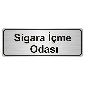 Si̇gara Odasi Yönlendi̇rme Levhasi 7cmx20cm Gümüş Renk Metal