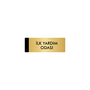 Metal Yönlendirme Levhası, Departman Kapı Isimliği İlk Yardım Odası 7x20 Cm Altın Renk