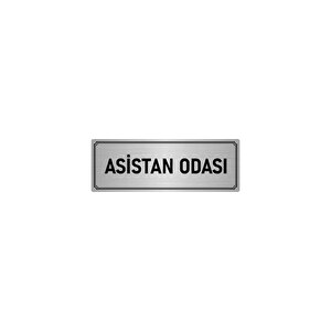 Metal Yönlendirme Levhası, Departman Kapı İsimliği Asistan Odası 7x20 Cm Gümüş Renk