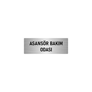 Metal Yönlendirme Levhası, Departman Kapı İsimliği Asansör Bakım Odası 10x20 Cm Gümüş Renk