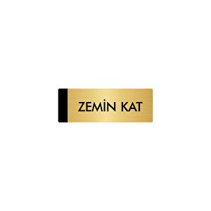 Metal Yönlendirme Levhası, Departman Kapı Isimliği Zemin Kat 7x20 Cm Altın Renk
