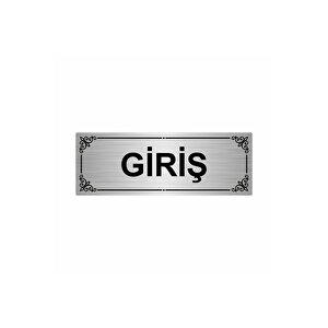 Gi̇ri̇ş 7x20cm Gümüş Renk Metal Yönlendirme Levhası