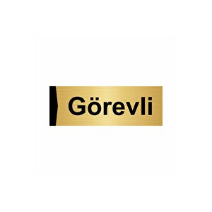 Görevli 7x20cm Altın Renk Metal Yönlendirme Levhası