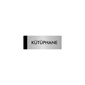 Metal Yönlendirme Levhası, Departman Kapı Isimliği Kütüphane 7x20 Cm Gümüş Renk