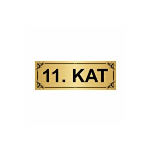 11.kat  7x20cm Altın Renk Metal Yönlendirme Levhası