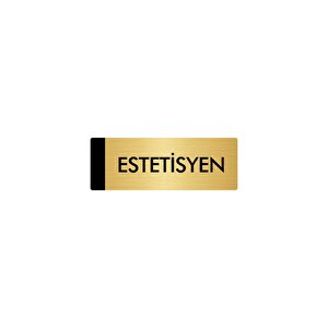 Metal Yönlendirme Levhası, Departman Kapı Isimliği Estetisyen 10x20 Cm Altın Renk